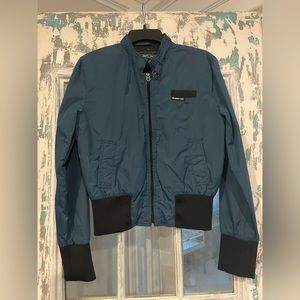 Members Only Teal Bomber Jacket with Black Ribbed Cuffs